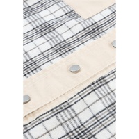 Khaki Distressed Raw Edge Plaid Patchwork Denim Jacket - M thumbnail