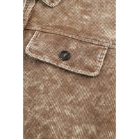 Khaki Vintage Distressed Mineral Wash Oversized Shacket - S thumbnail