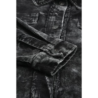 Black Vintage Distressed Mineral Wash Oversized Shacket - S thumbnail