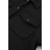 Black Solid Textured Flap Pocket Buttoned Shacket - M thumbnail