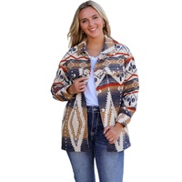 Multicolor Aztec Print Button-Up Oversized Jacket - L thumbnail