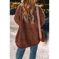 Red Clay Faux Shearling Teddy Bear Jacket - S thumbnail