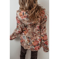 Azura Exchange Beige Vintage Paisley Floral Printed Sherpa Lined Hooded Jacket - S thumbnail