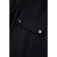 Black Collar Tab Sleeve Zip Up Flap Detail Jacket - 2XL thumbnail