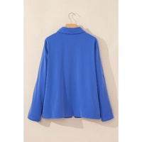 Dusk Blue Collar Tab Sleeve Zip Up Flap Detail Jacket - M thumbnail