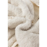 White Solid Color Quilted Sherpa Patchwork Button Up Shacket - S thumbnail
