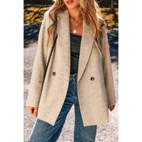 Oatmeal Single Breasted Elegant Suit Jacket - S thumbnail