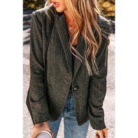 Desert Palm Twilled Single Breasted Lapel Blazer Coat - S thumbnail