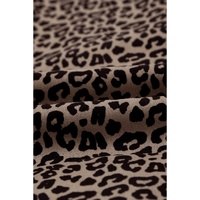 Leopard Zipped Notch Collar Short Jacket - L thumbnail