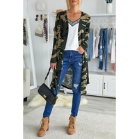 Green Camo Print Long Cardigan - M thumbnail