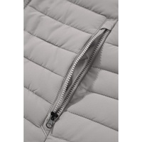 Silvery Plush Collared Quilted Zipped Puffer Vest - XL thumbnail