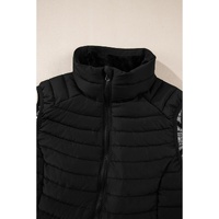 Black Plush Collared Quilted Zipped Puffer Vest - L thumbnail
