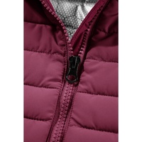 Burgundy Plush Collared Quilted Zipped Puffer Vest - XL thumbnail