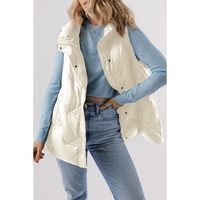 Azura Exchange White Quilted High Neck Zip Up Jacket Vest - XL thumbnail