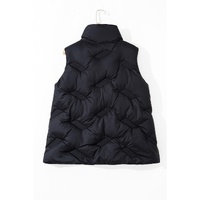 Black Quilted High Neck Zip Up Jacket Vest - 2XL thumbnail