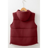 Clay Zip-up Side Pockets Hooded Puffer Vest - XL thumbnail