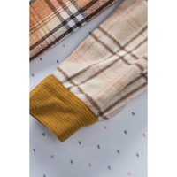 Orange Plaid Color Block Patchwork Shirt Jacket with Pocket - XL thumbnail