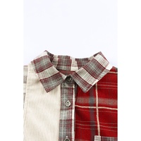 Plaid Corduroy Patchwork Shacket - L thumbnail