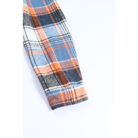 Multicolor Plaid Button Down Ruffled Shirt Jacket - S thumbnail