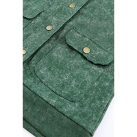 Green Vintage Washed Flap Pocket Button Shacket - L thumbnail
