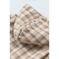 Khaki Plaid Pattern Sherpa Lined Hooded Shacket - XL thumbnail