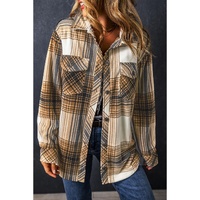 Multicolour Plaid Print Flap Pocket Button Up Shacket - L thumbnail
