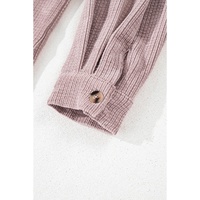 Light Pink Corduroy Flap Pocket Button Up Shacket - M thumbnail