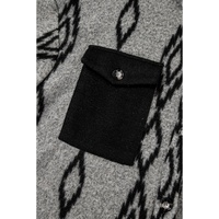 Gray Aztec Contrast Chest Pockets Loose Shacket - M thumbnail