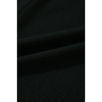 Black Waffle Knit Patchwork Buttoned Oversized Shacket - L thumbnail