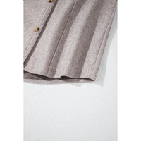 Light Grey Turn Down Collar Flap Pockets Buttoned Shacket - M thumbnail