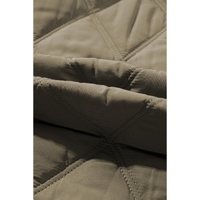 Jungle Green Teddy Collar Flap Pockets Quilted Puffer Jacket - M thumbnail