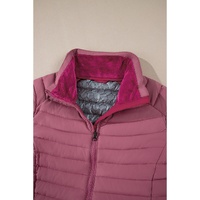 Burgundy Solid Color Quilted Zip-up Puffer Jacket - 2XL thumbnail