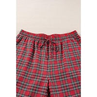 Red Plaid Printed Shirt and Pants Plus Size Lounge Set - 1X thumbnail