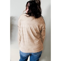 Khaki Plus Size Textured Drop Shoulder Exposed Seam Top - 1X thumbnail