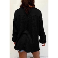 Black Plus Size Exposed Seam Crinkle Patchwork Top - 1X thumbnail