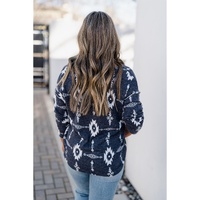 Gray Plus Size Aztec Print Exposed Seam Top - 2X thumbnail