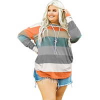 Green Stripe Plus Size Colorblock Pullover Top - 5X thumbnail