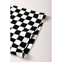 Black Checkered Print Side Slits O Neck Plus Size T Shirt - 3X thumbnail