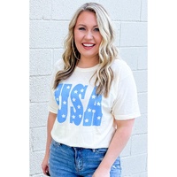 Sky Blue USA Graphic Crewneck Plus Size Patriotic Tee - 3X thumbnail