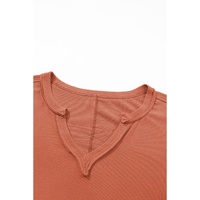 Gold Flame Plus Size Exposed Seam V Neck Long Sleeve Top - 2X thumbnail