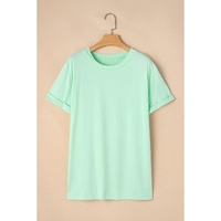 Iceland Blue Round Neck Rolled Sleeve Plus Size T-shirt - 2X thumbnail