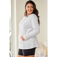 Gray Plus Size Kangaroo Pocket Henley Button Hoodie - 1X thumbnail