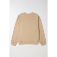 Apricot Solid Crew Neck Drop Shoulder Plus Size Sweatshirt - 3X thumbnail