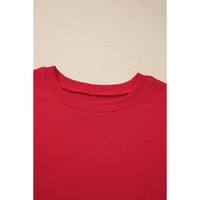 Racing Red Solid Crew Neck Drop Shoulder Plus Size Sweatshirt - 1X thumbnail