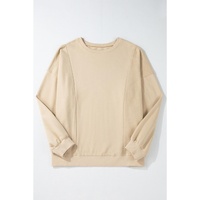 Apricot Loose Patchwork Crewneck Plus Size Sweatshirt - 1X thumbnail