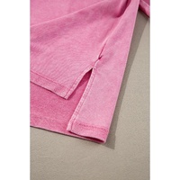 Pink Plus Size Mineral Wash Drop Shoulder Round Neck Sweatshirt - 2X thumbnail