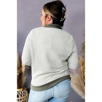 Green Striped Contrasting Trim Plus Size Henley Pullover - 3X thumbnail