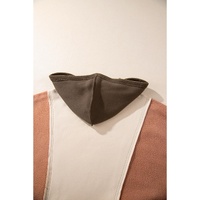 Brown Exposed Seam Colorblock Plus Size Hoodie - 3X thumbnail