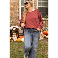 Redwood Burl Aztec Patchwork Drop Shoulder Plus Size High Low Sweatshirt - 2X thumbnail