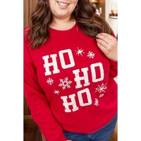 Fiery Red Christmas Ho Ho Ho Graphic Plus Size Sweatshirt - 1X thumbnail